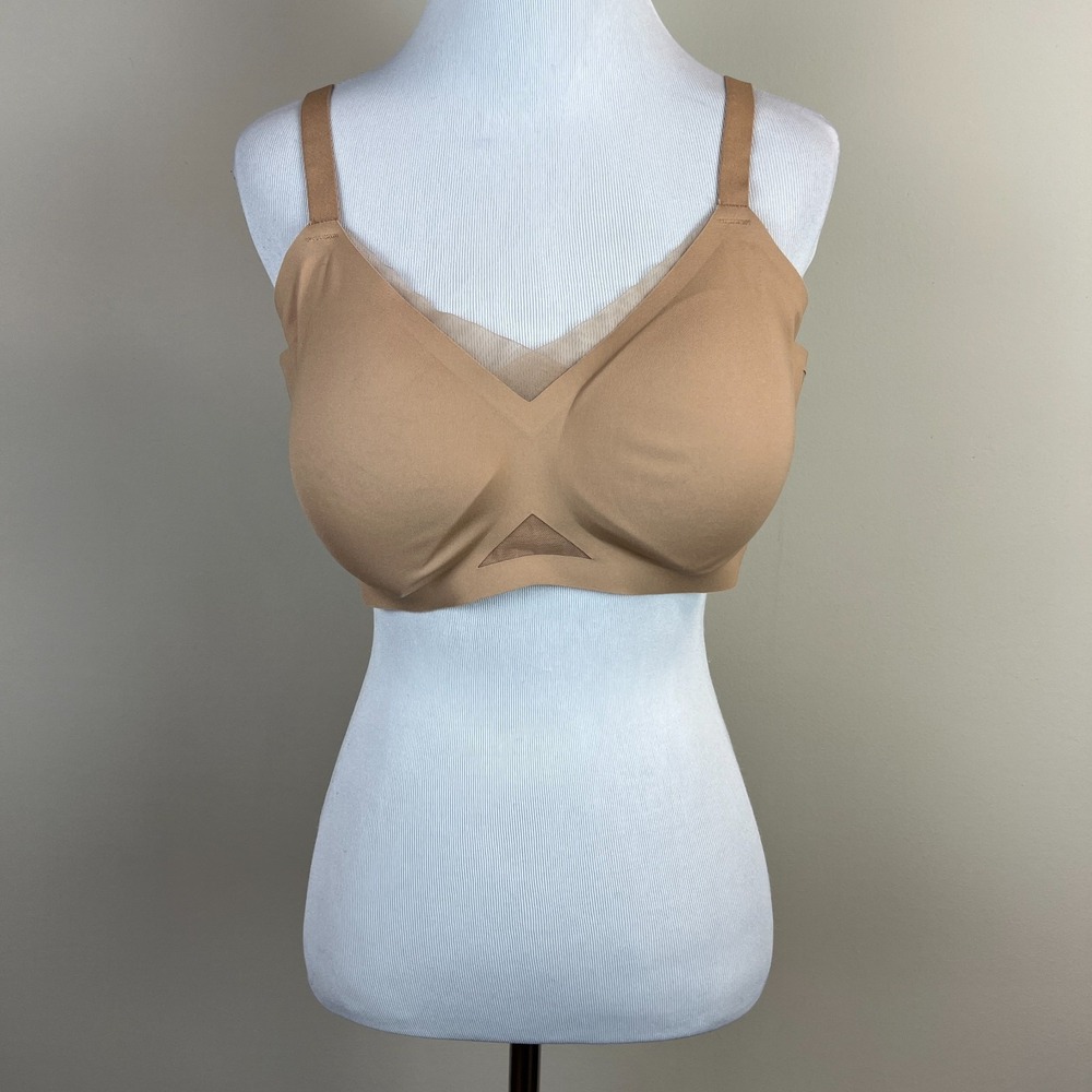 HONEYLOVE Crossover V-Neck Bra Medium 36 B C Wireless Comfort Padded Mesh Trim M